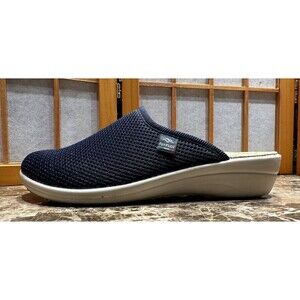 Fly Flot Shoes Womens 39 Mule Slippers Blue Mesh Closed Toe Comfort Wedge Sz 8